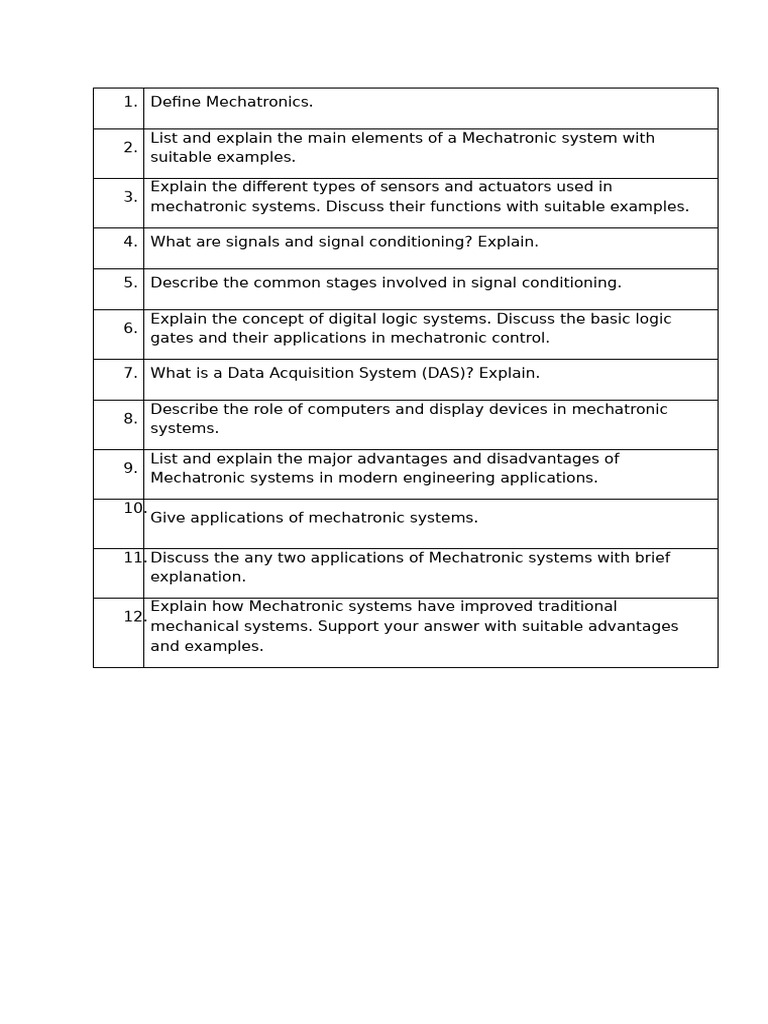 Mes Questions Mechatronics | PDF