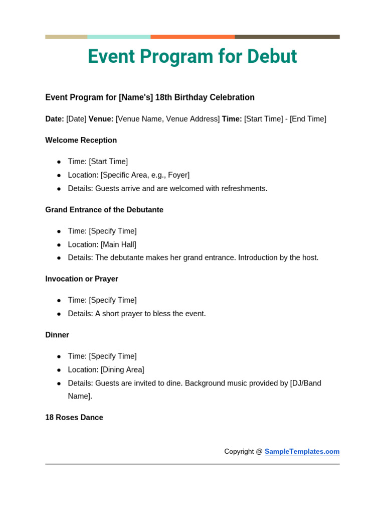 18th Birthday Debut Event Program | PDF