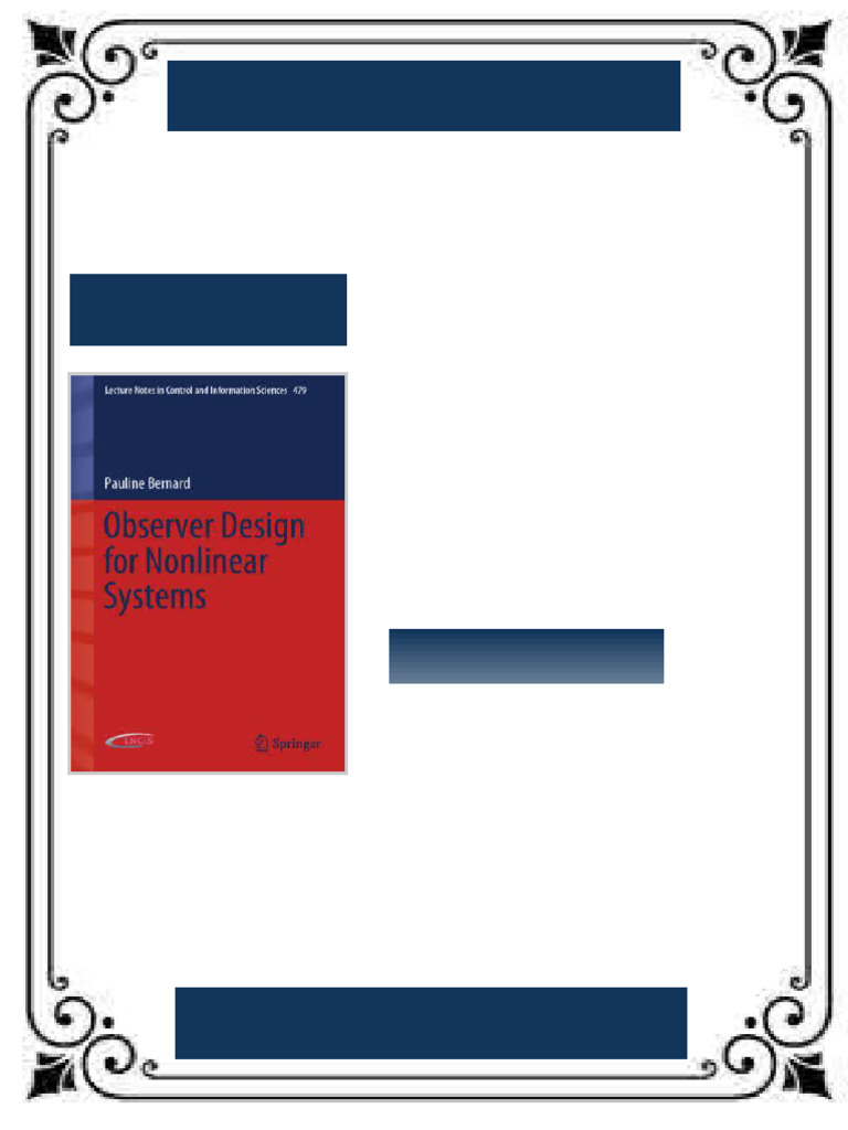 Observer Design For Nonlinear Systems Pauline Bernard Available Any ...