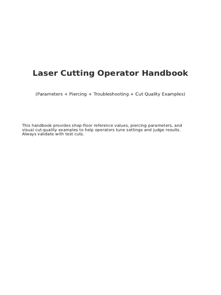 Laser Cutting Operator Handbook Guide | PDF | Materials | Applied And ...