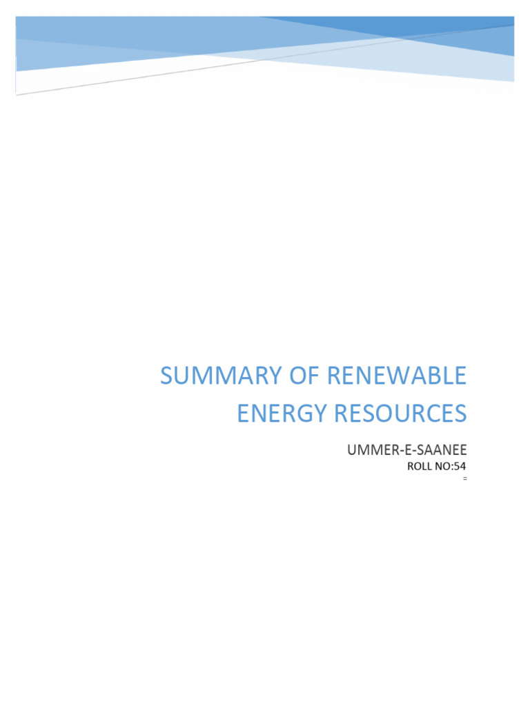 Overview of Renewable Energy Sources | PDF