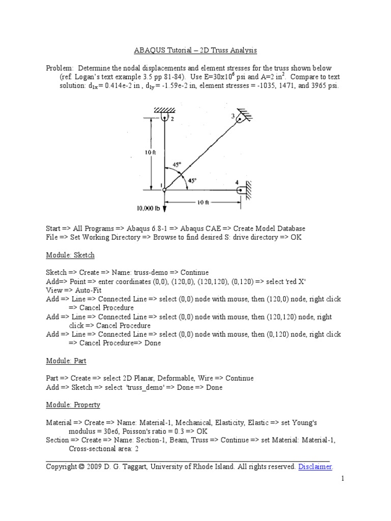 Abaqus Truss Tutorial | PDF | Truss | Stress (Mechanics)