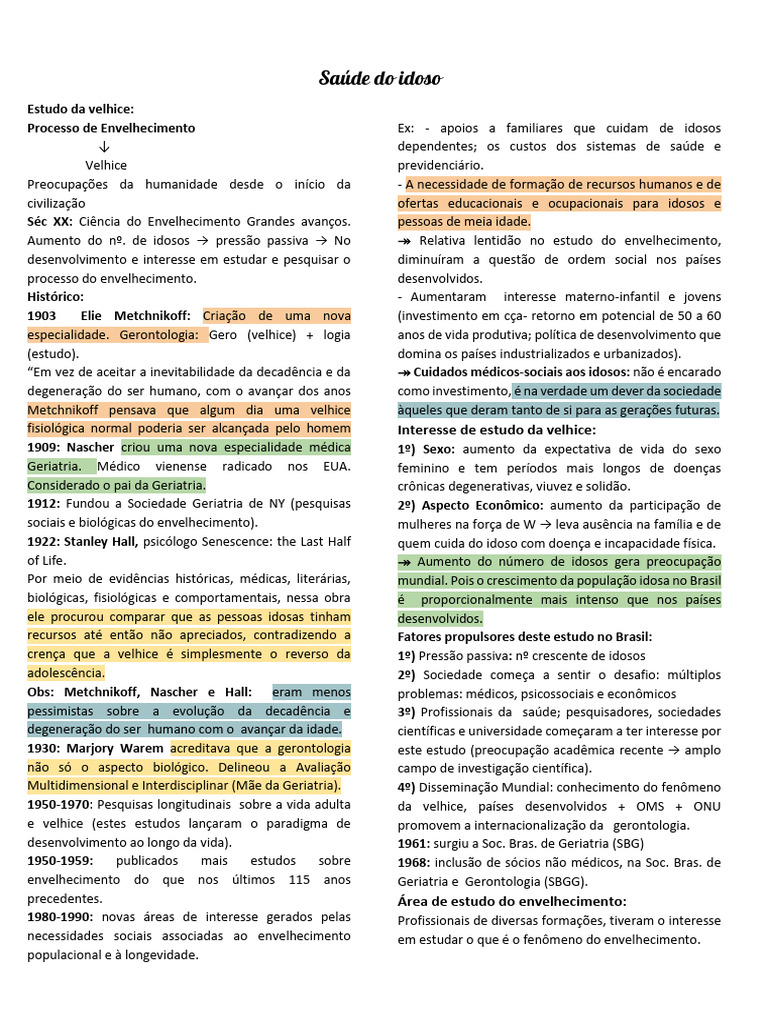 Estudo da Saúde e Envelhecimento do Idoso | PDF | Gerontologia ...