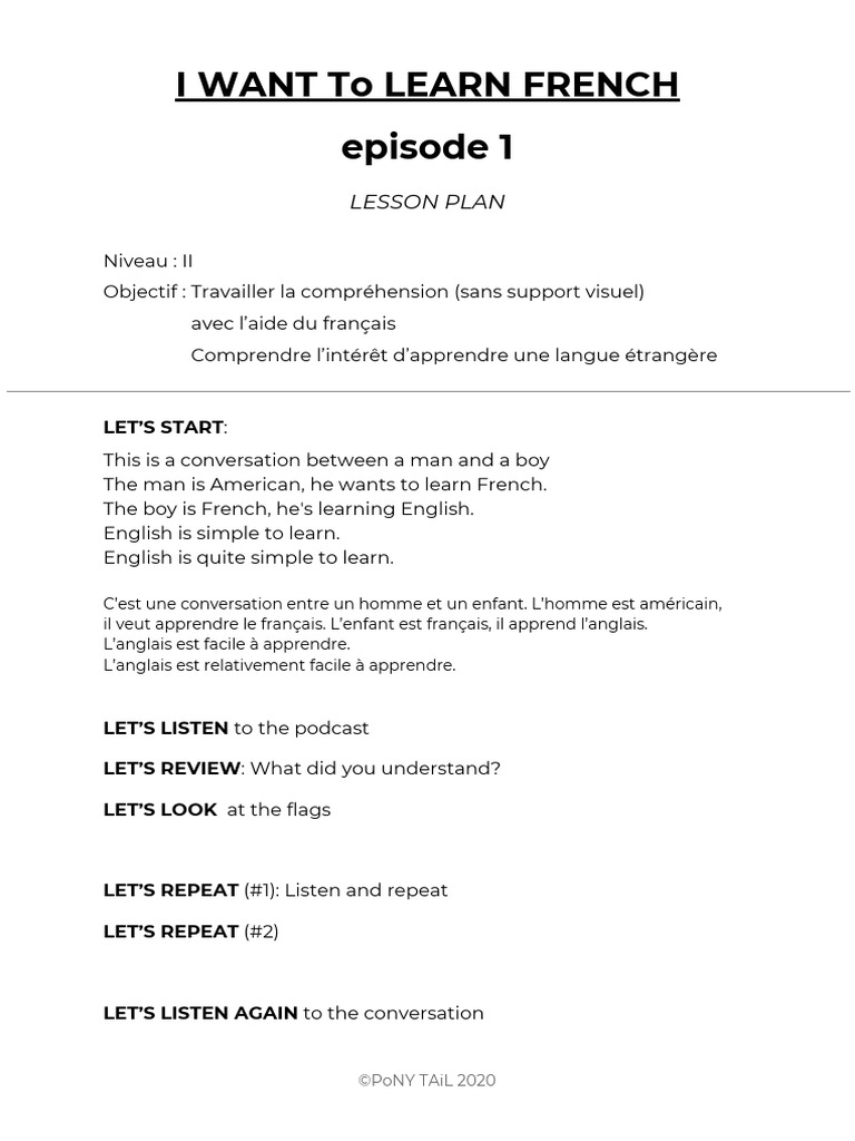 Apprendre le français : Épisode 1 | PDF