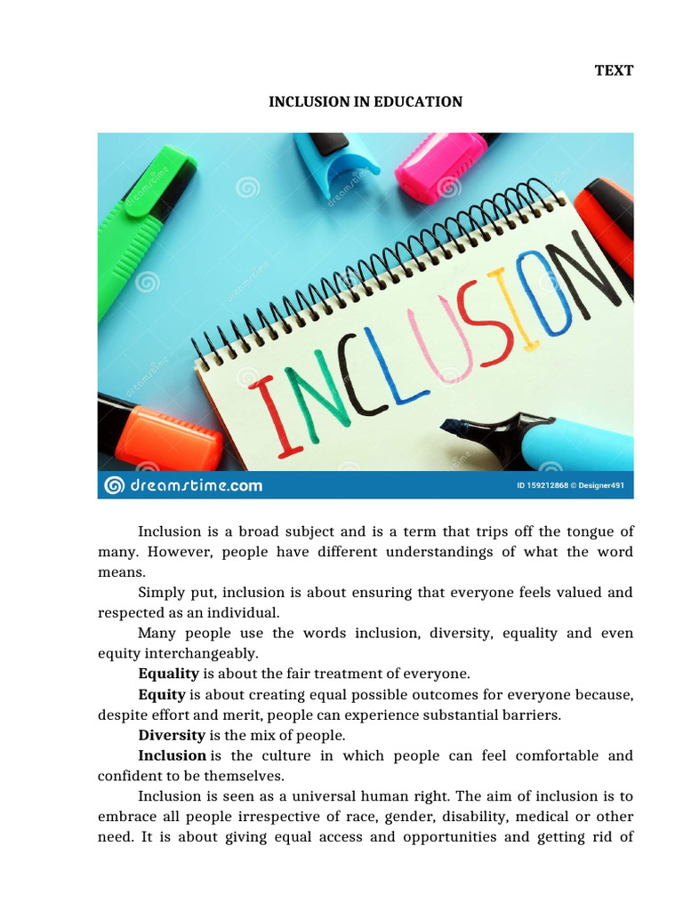 TEXT Inclusion in Education C1581ba3 E488 4875 8486 B56c26e88544 | PDF ...