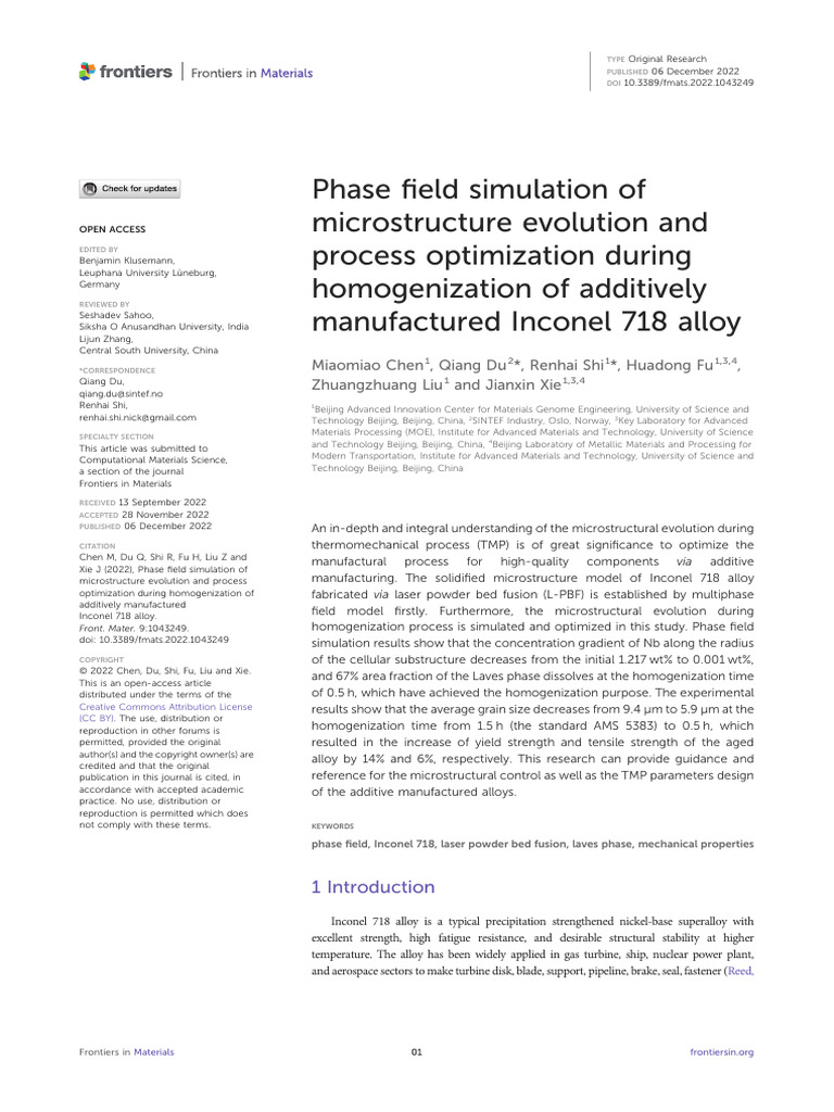 Phase Eld Simulation of Microstructure Evolution and Process ...