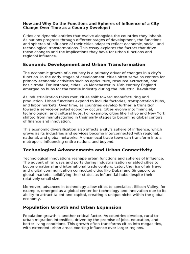 Evolution of City Functions Over Time | PDF | City | Globalization