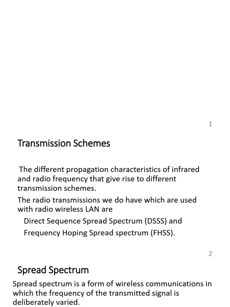 Overview of Wireless Transmission Schemes | PDF | Channel Access Method ...