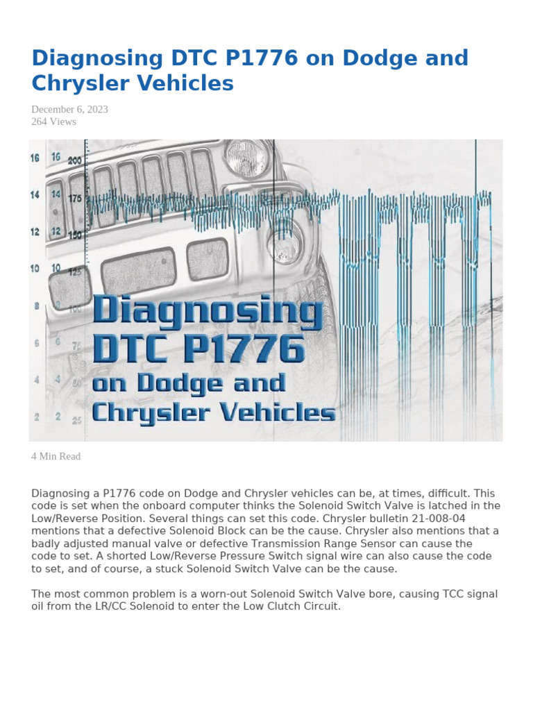 2023-12-06 Diagnosing DTC P1776 | PDF | Clutch | Switch