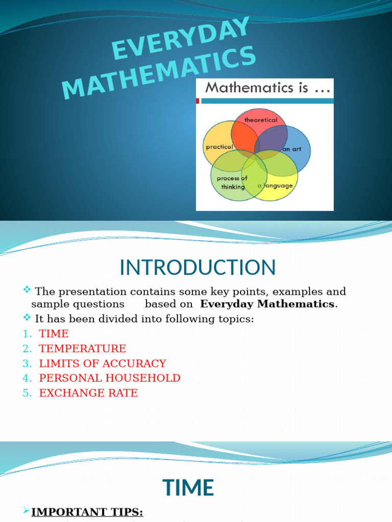 Everyday Mathematics: Key Concepts & Examples | PDF | Temperature ...