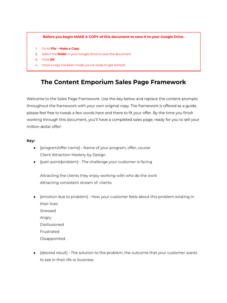 Sales Page Framework for Client Attraction | PDF | Faq | Marketing