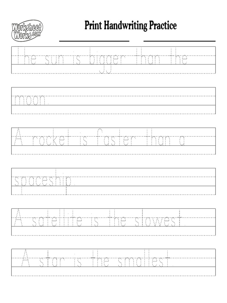 WorksheetWorks Print Handwriting Practice 6 | PDF