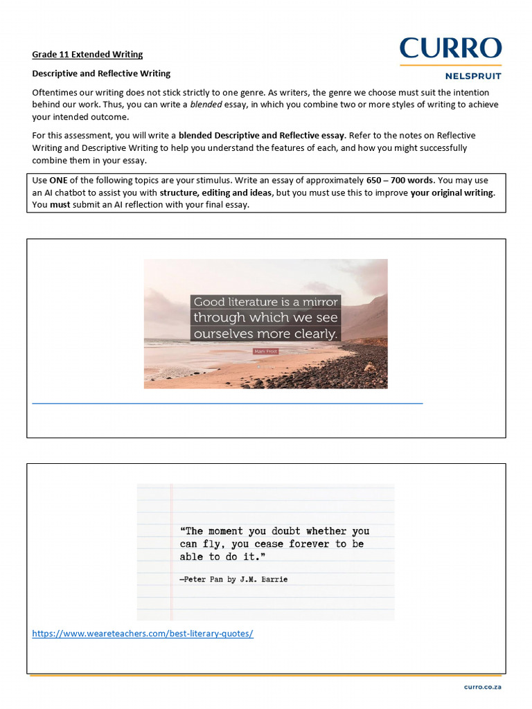 Blended Descriptive and Reflective Essay Guide | PDF | Essays | Learning