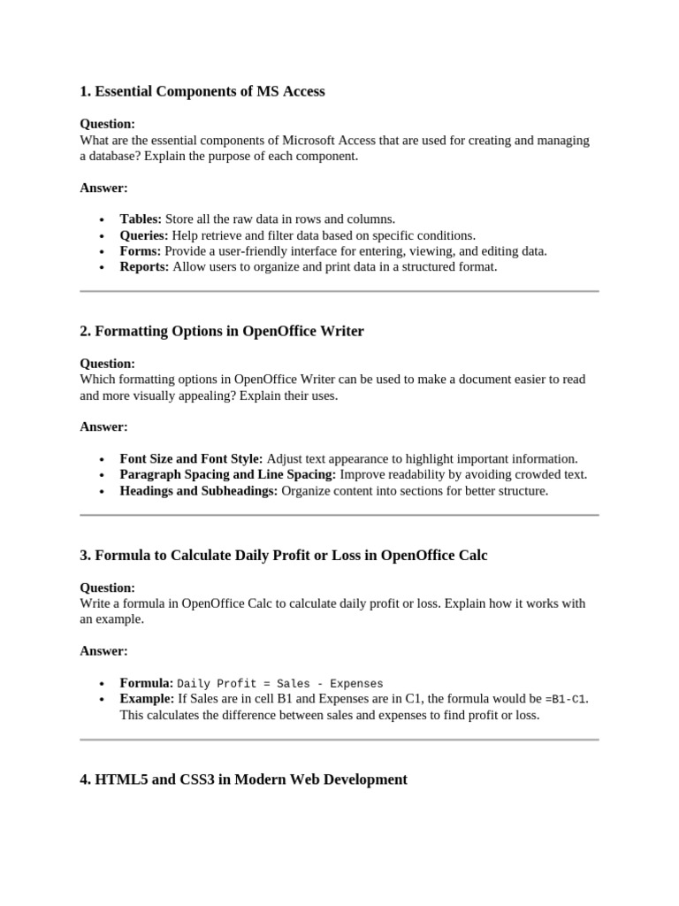Essential Components of MS Access and More | PDF | Databases ...