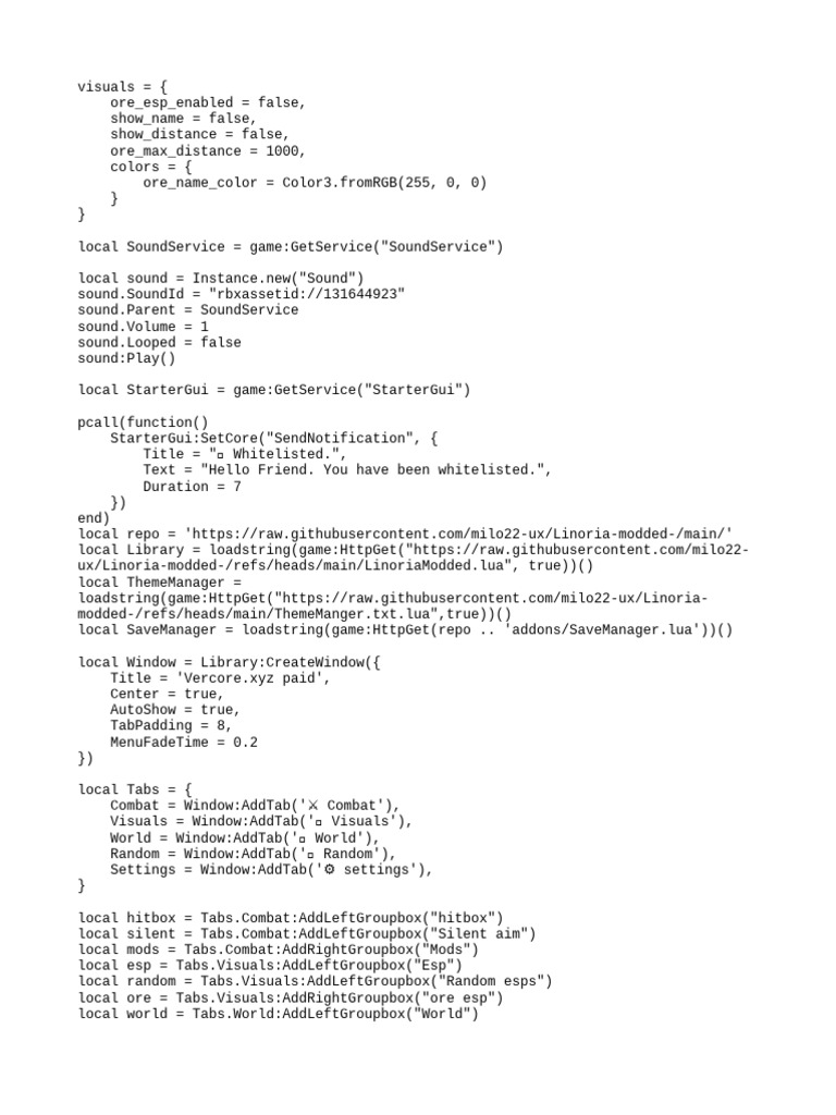Roblox Script for Combat Enhancements | PDF