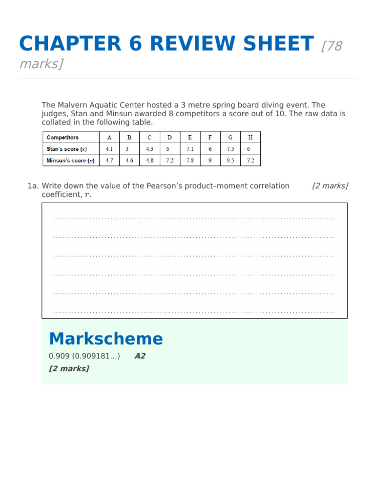 Chapter 6 Review Sheet | PDF | Scatter Plot | Regression Analysis