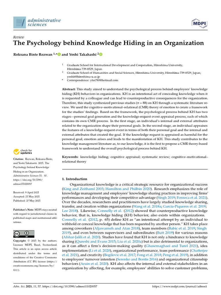 Understanding Knowledge Hiding Psychology | PDF | Emotions | Data