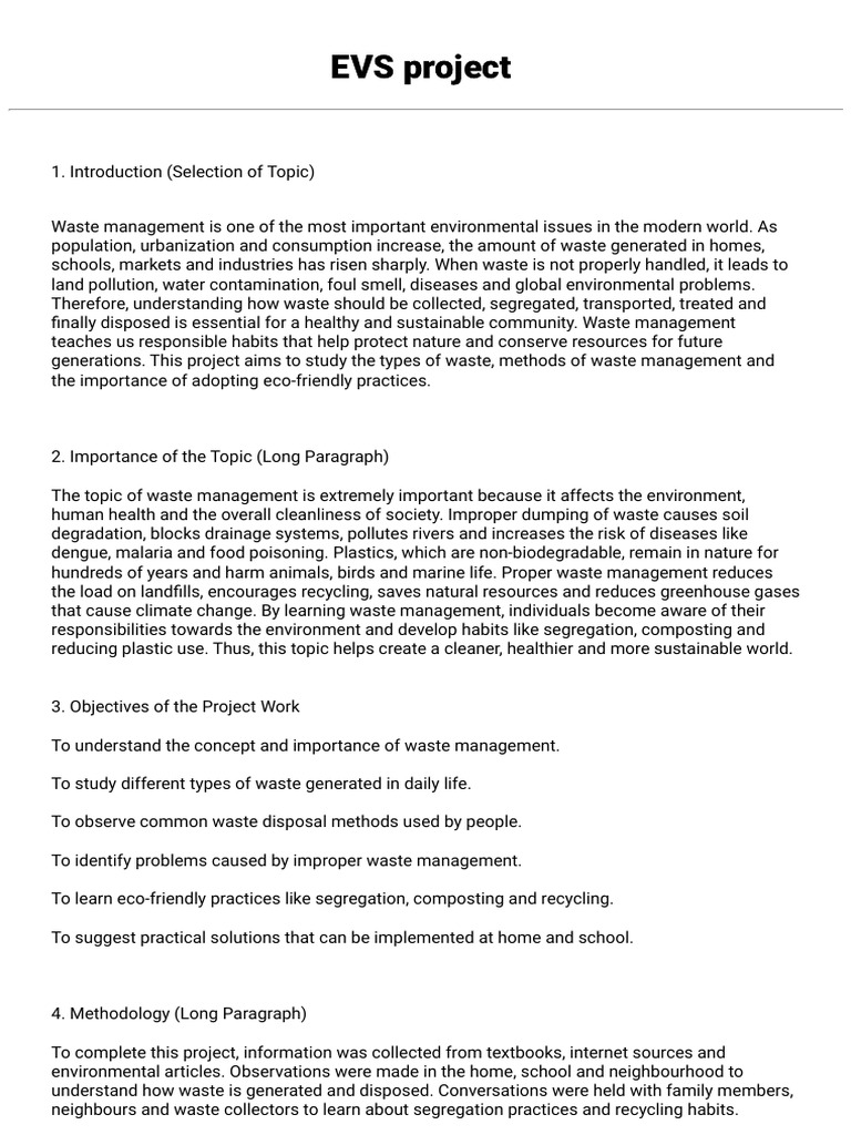EVS Project | PDF | Waste Management | Waste