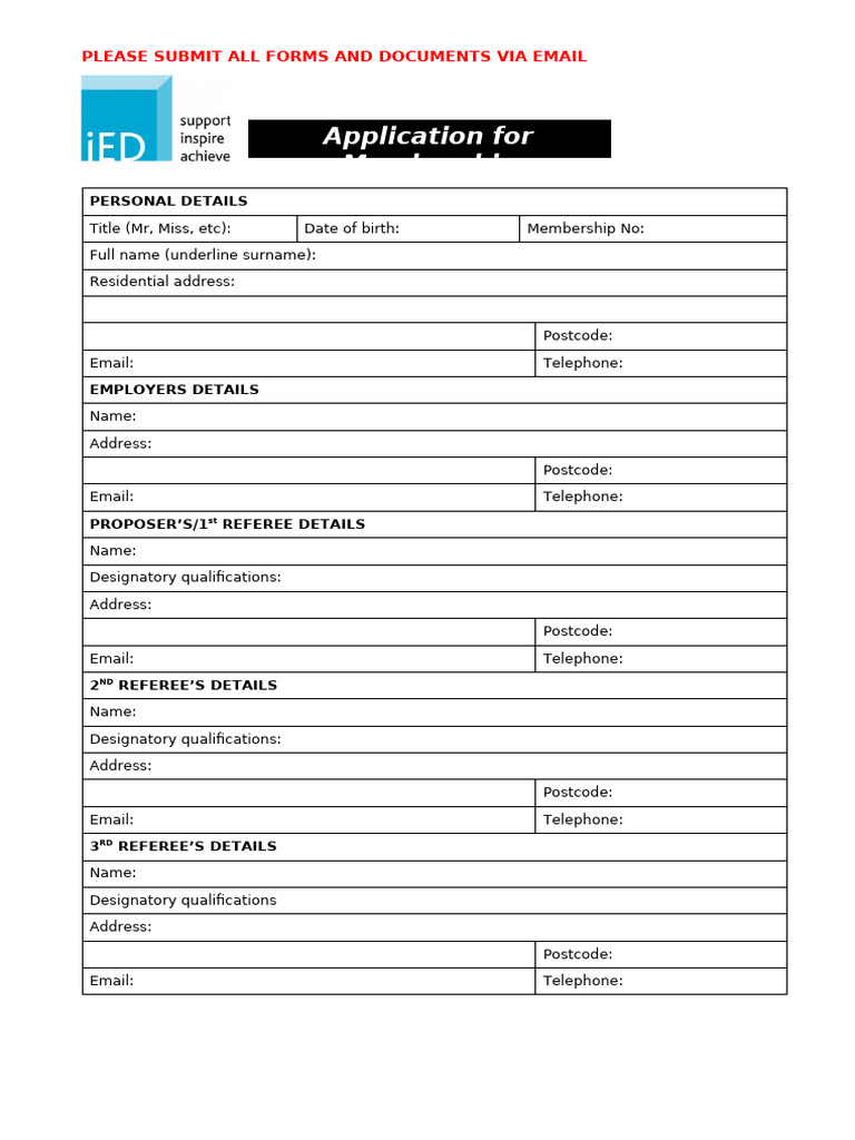 Membership Application Form Submission | PDF