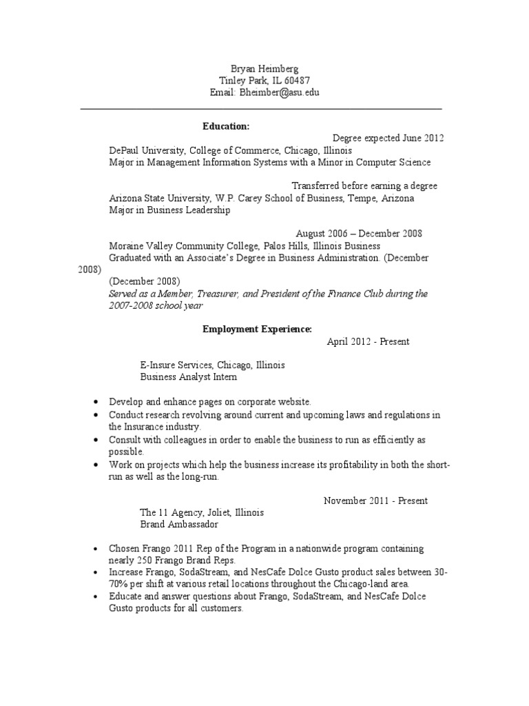 Bryan Heimberg's Professional Resume | PDF | Microsoft | Business