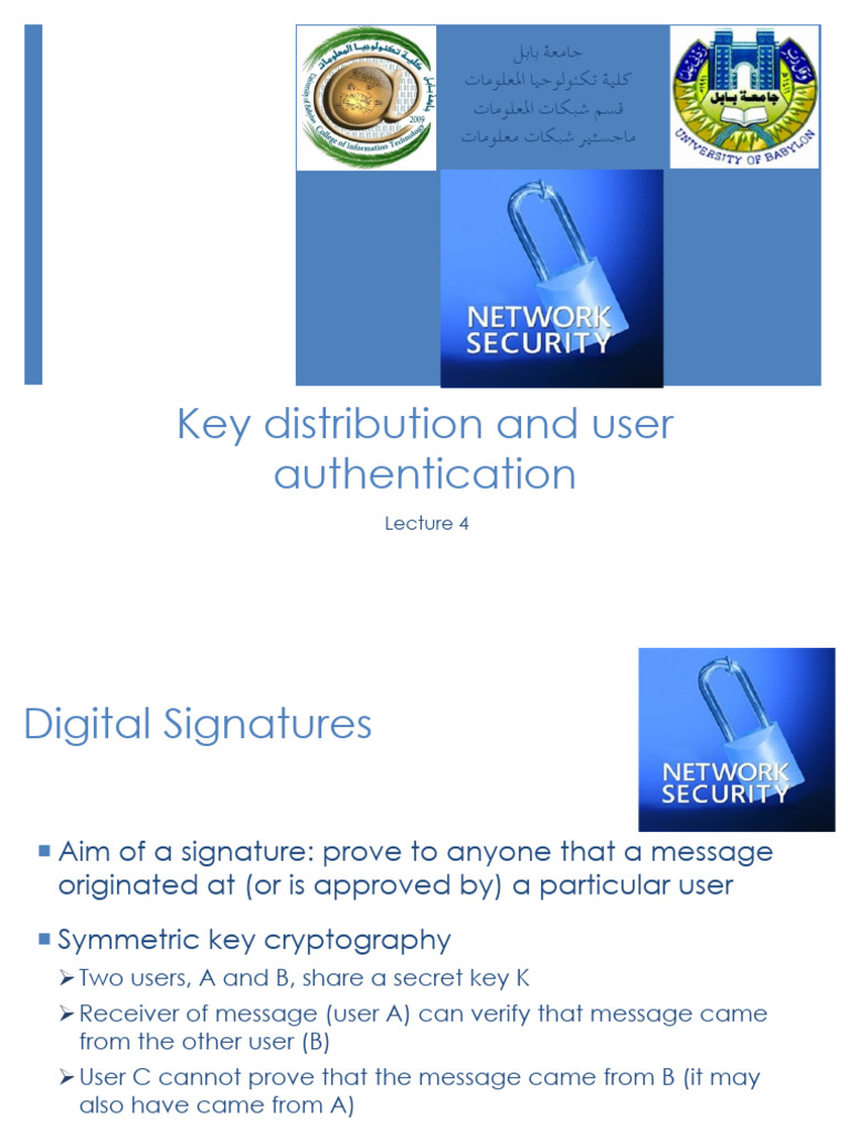 Key Distribution and User Authentication | PDF | Key (Cryptography ...