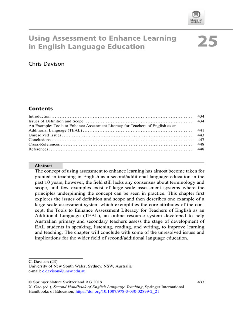Davison 2019 Using Assessment To Enhance Learning | PDF | Educational ...