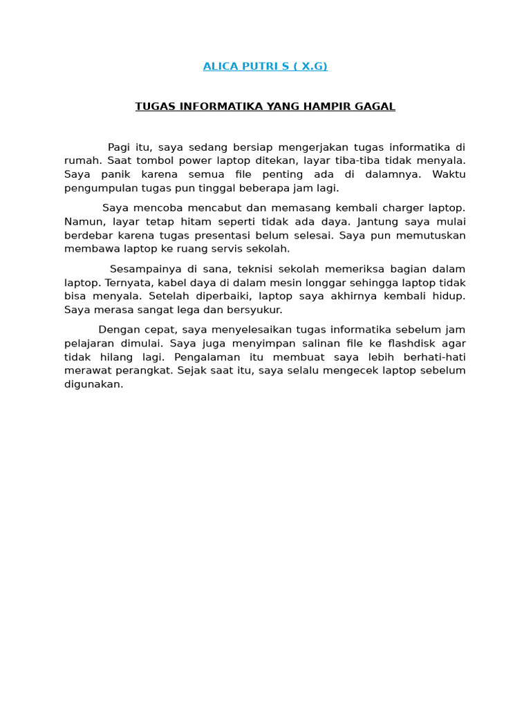 Tugas Informatika Hampir Gagal karena Laptop | PDF