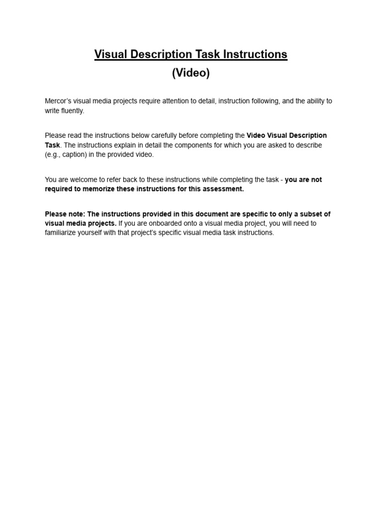 (EXT) Visual Description Task Instructions For Videos | PDF | Camera ...