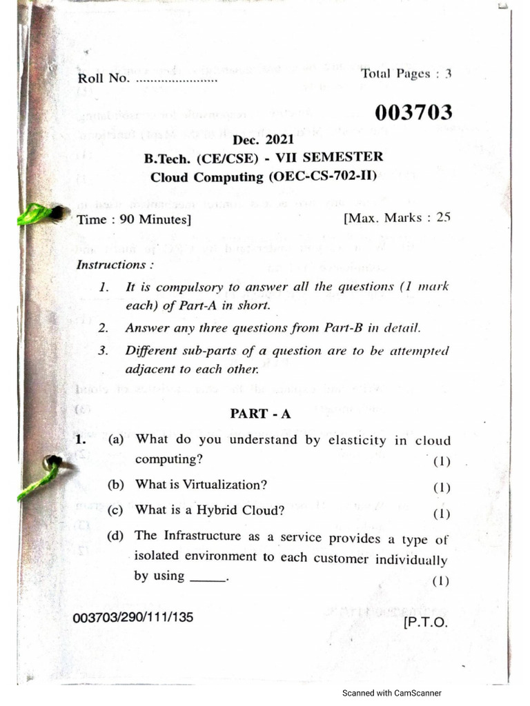 Cloud Computing PYQ'S | PDF