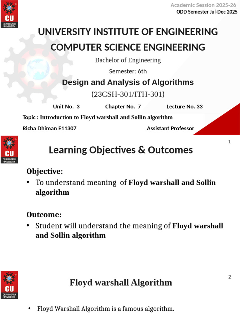 Floyd-Warshall and Sollin Algorithms Overview | PDF | Computational ...