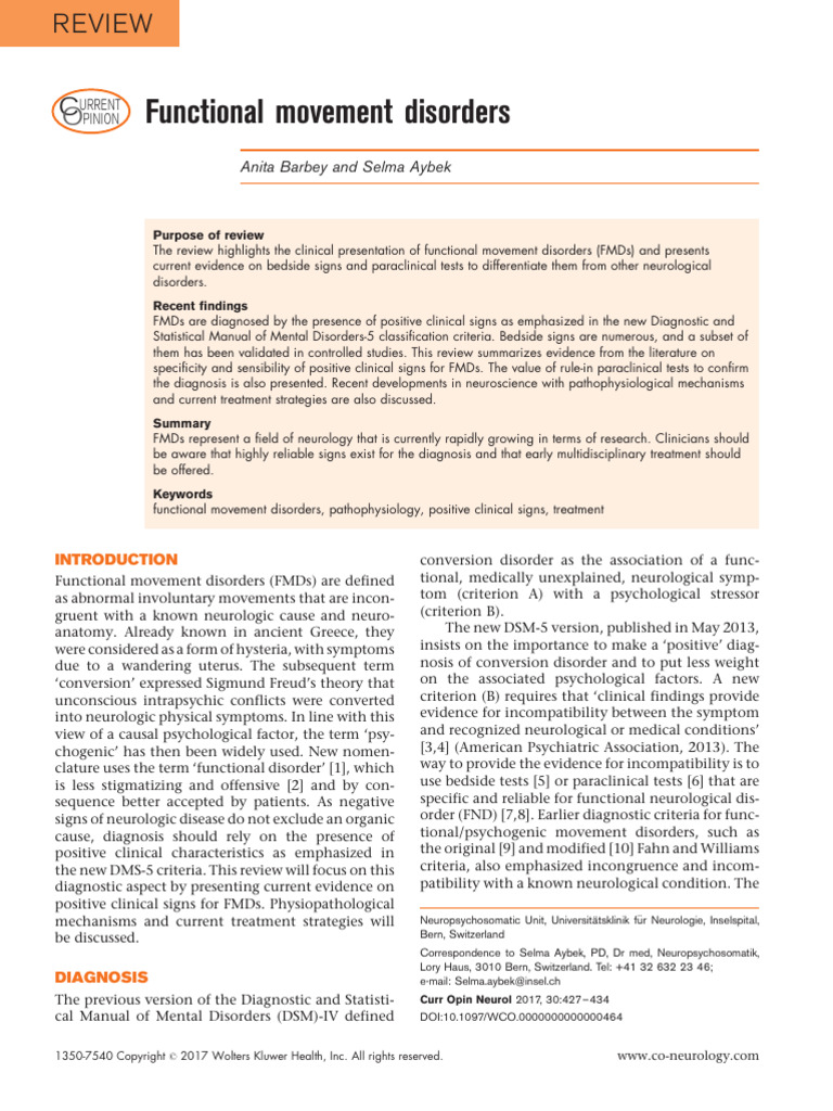 Understanding Functional Movement Disorders | PDF | Mental Disorder ...