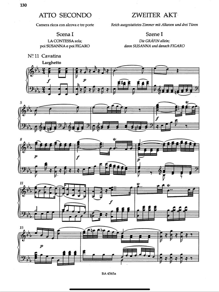 Mozart - Porgi Amor (Le Nozze Di Figaro) | PDF