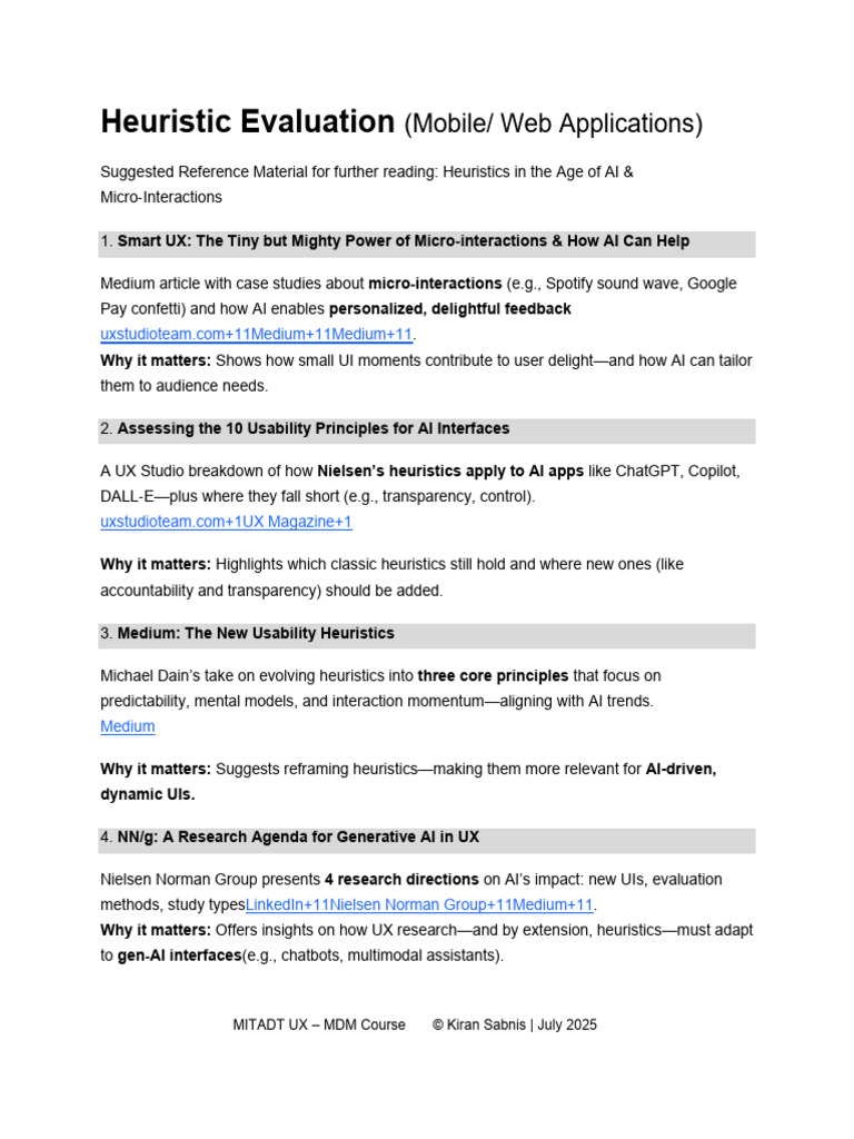 Heuristic Evaluation for UX Design | PDF | Usability | User Experience