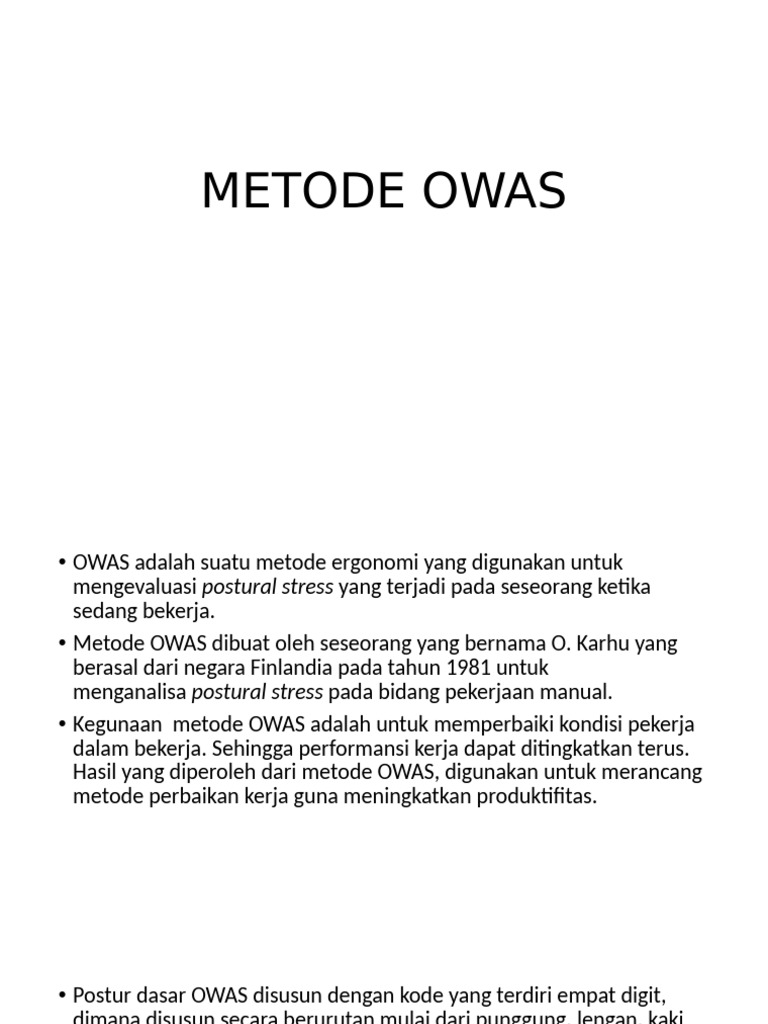 Metode Owas | PDF