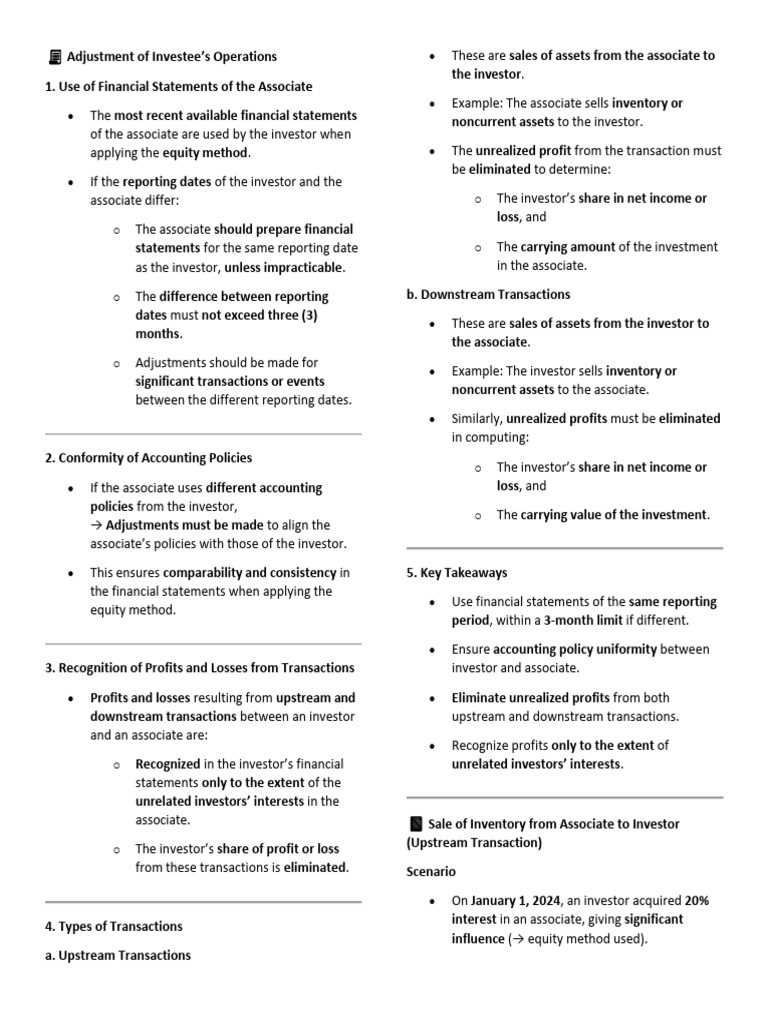 Adjusting Investee Operations for Equity Method | PDF | Investing ...