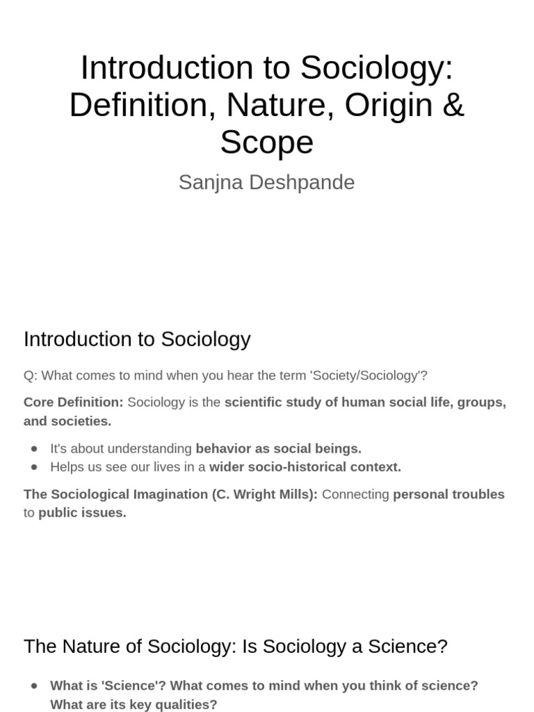 Introduction to Sociology: Key Concepts | PDF | Sociology | Science