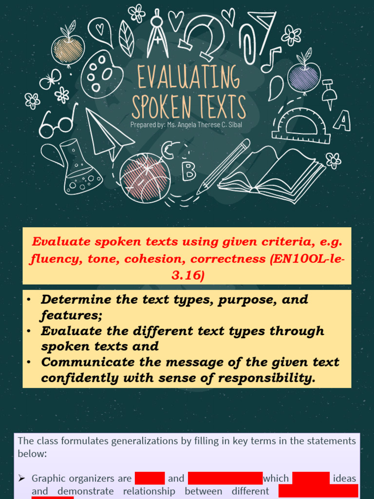 2 Evaluating Spoken Texts | PDF | Essays | Public Speaking