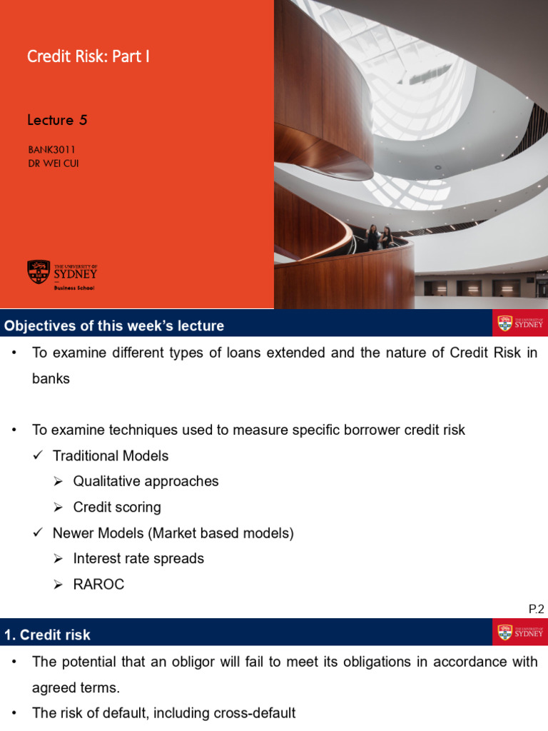 Topic 5 Week 5 - Credit Risk - Part 1 | PDF | Loans | Finance & Money ...