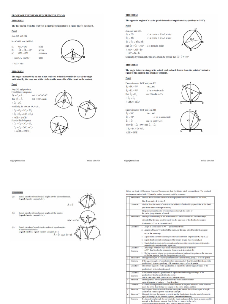 Euclidean Geometry Theorems Overview | PDF | Circle | Triangle