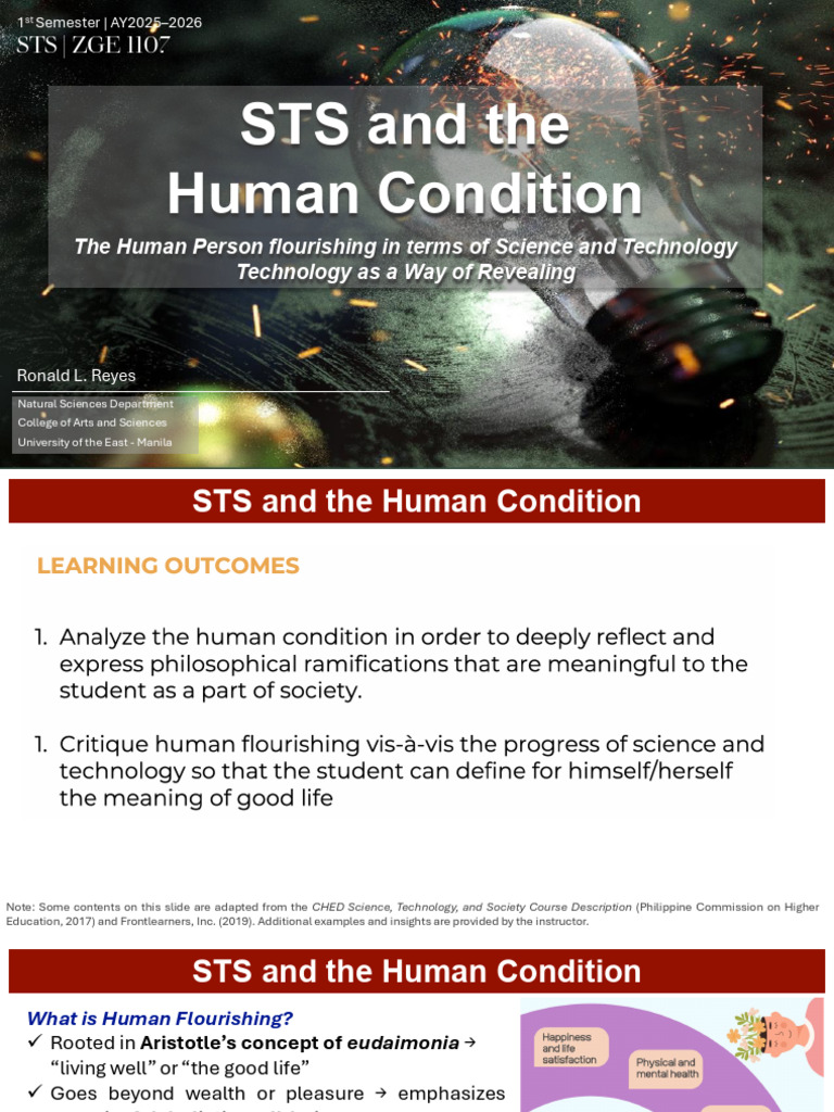 Lecture 4 - STS and The Human Condition - Human Flourishing | PDF ...