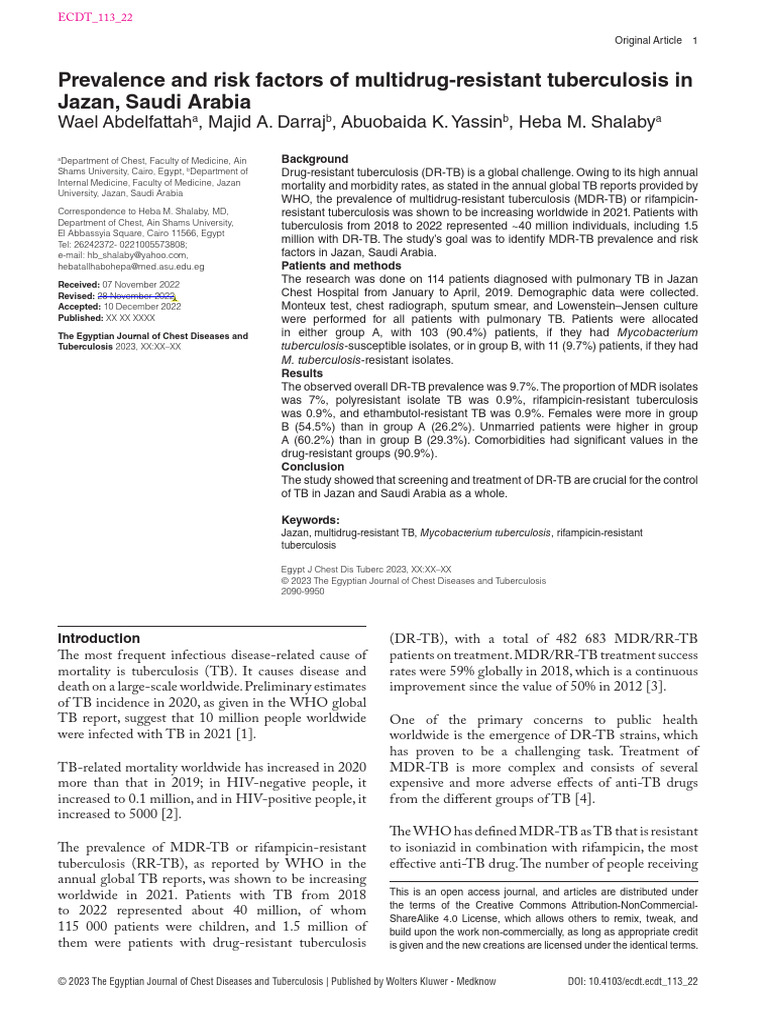 Revised Proof Of, ECDT - 113!22!2 | PDF | Tuberculosis | Clinical Medicine