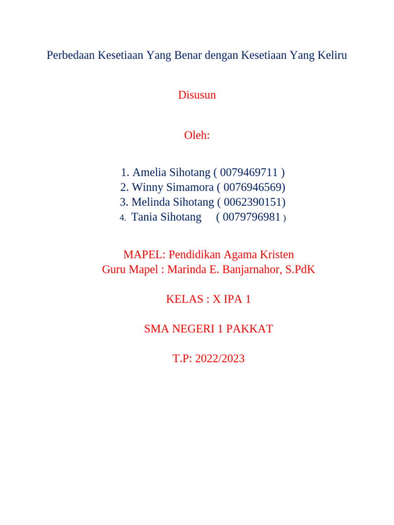 Kesetiaan: Benar vs. Keliru | PDF