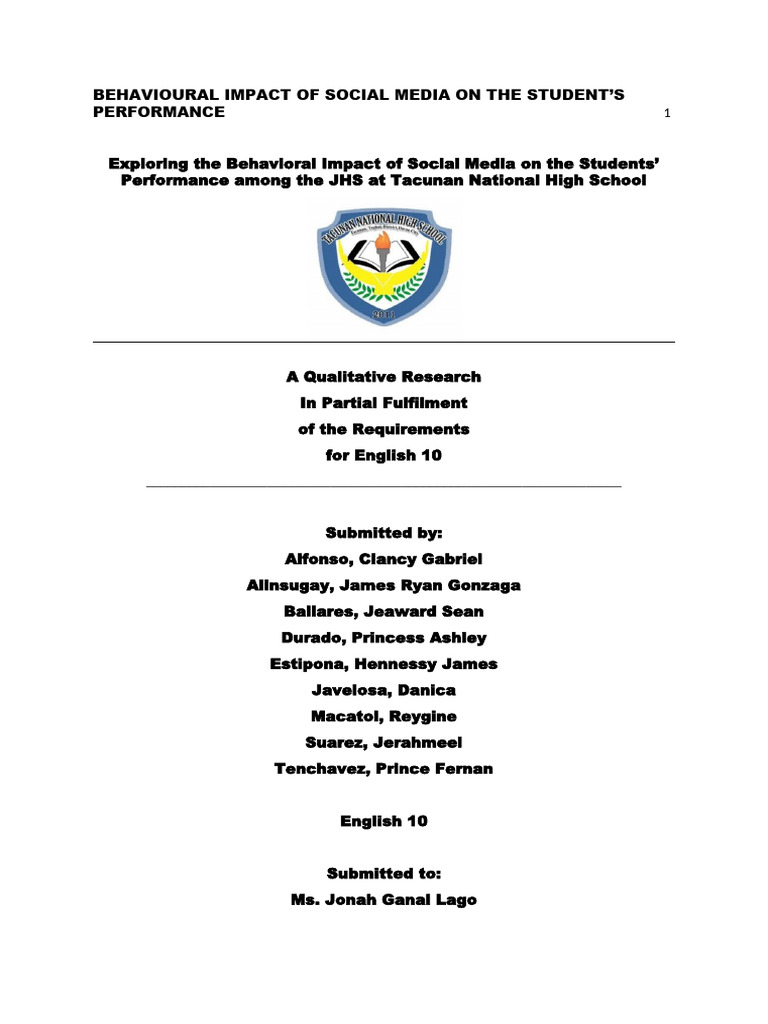 Social Media's Impact on Student Performance | PDF | Popular Culture ...
