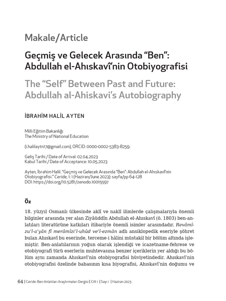 Makale Article Gecmis Ve Gelecek Arasind | PDF