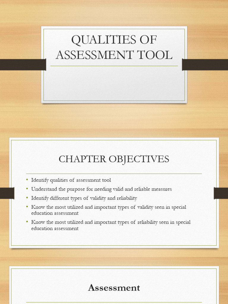 Key Qualities of Assessment Tools | PDF | Validity (Statistics ...