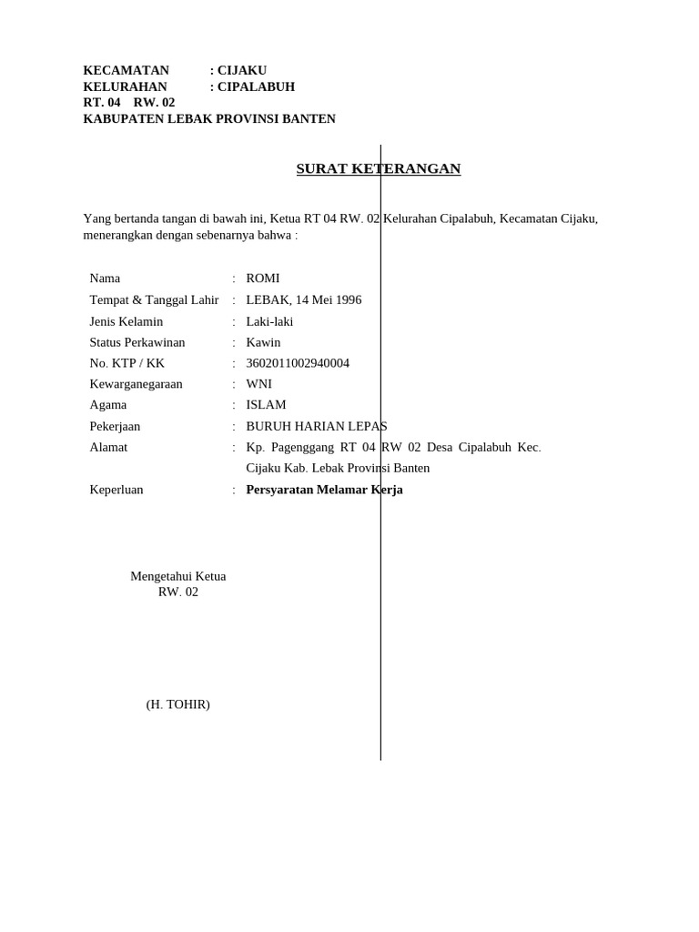 Template Surat Pengantar RT RW | PDF