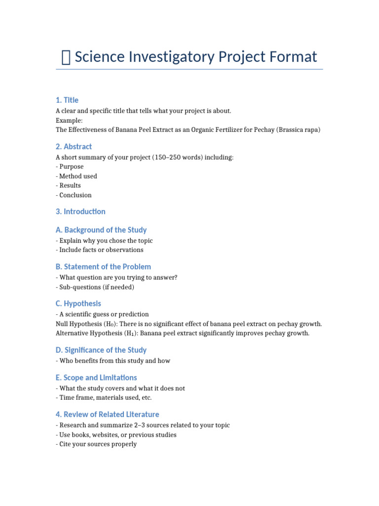 Science Project Format Guide | PDF