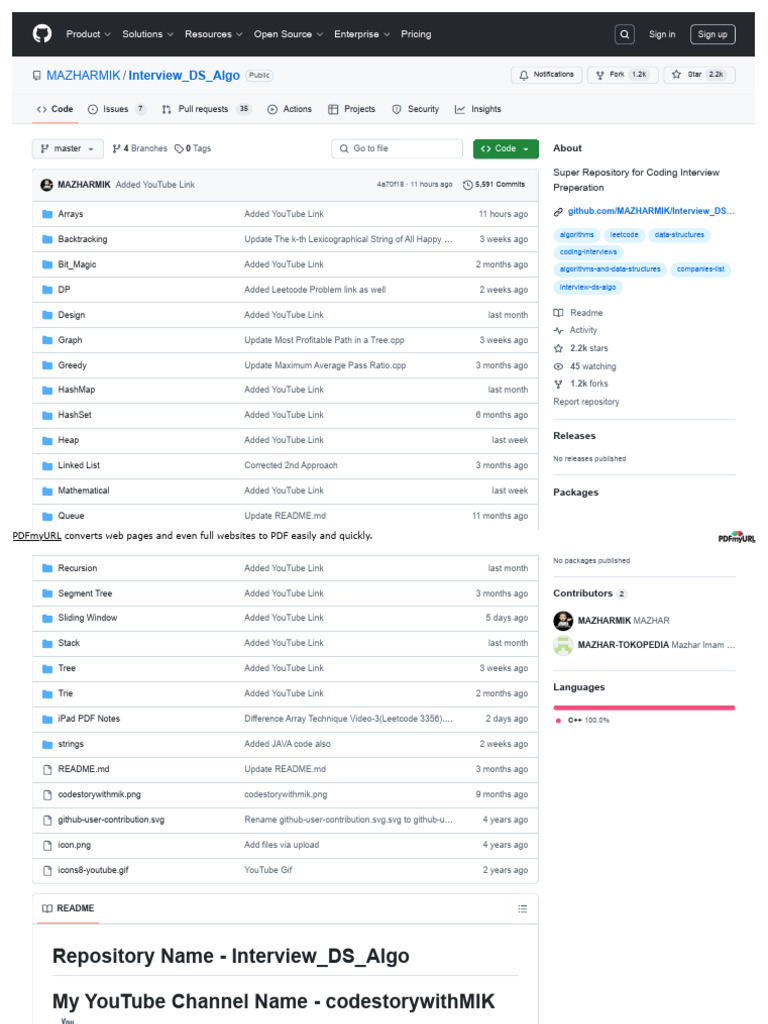 Github Com MAZHARMIK Interview DS Algo | PDF | Software Engineering ...