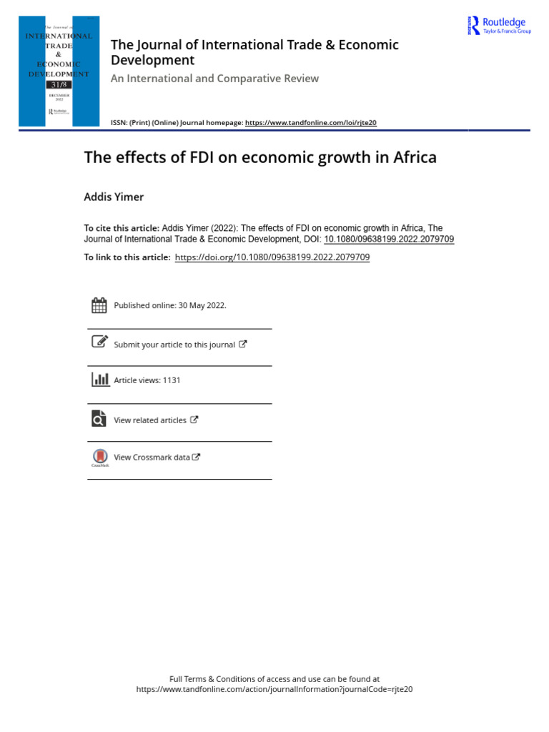 FDI's Impact on Africa's Economic Growth | PDF | Foreign Direct ...