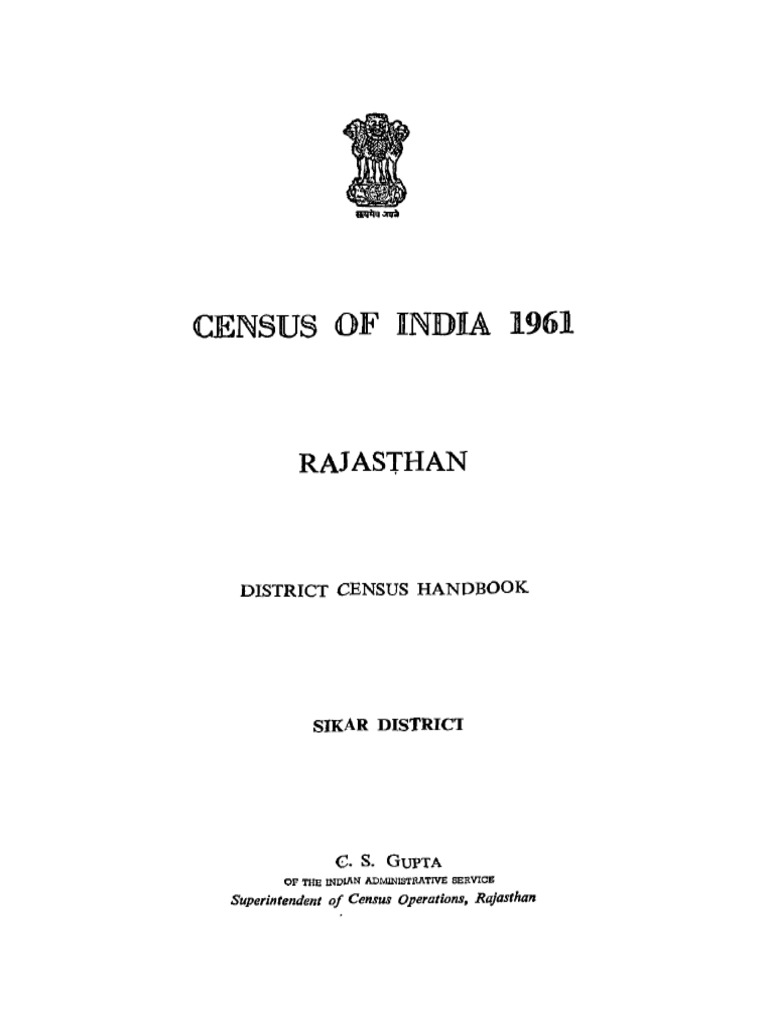 1961 Rajasthan District Census Handbook | PDF | Magistrate | Census